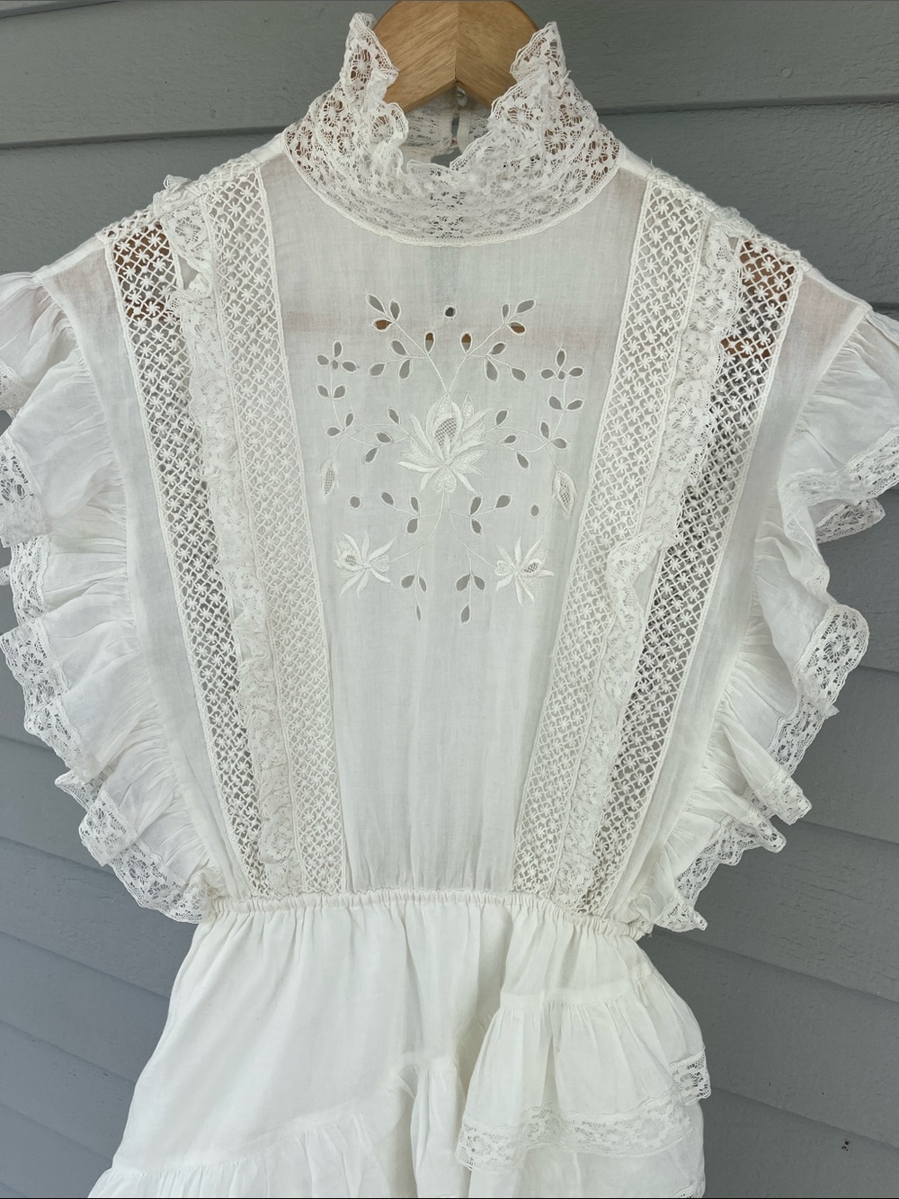 Ulla Johnson Mini Dress White Lace Ruffle Eyelet Dress US 0 - Picture 3 of 12